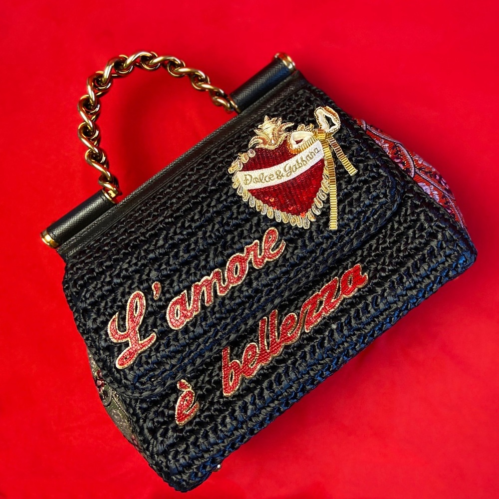 SOLD  DOLCE & GABBANA Raffia Jacquard Bag Handbag
